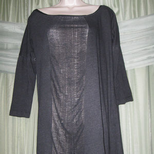 BASIC PULLOVER CHARCOAL DISTRESSED FRONT SHREDDED